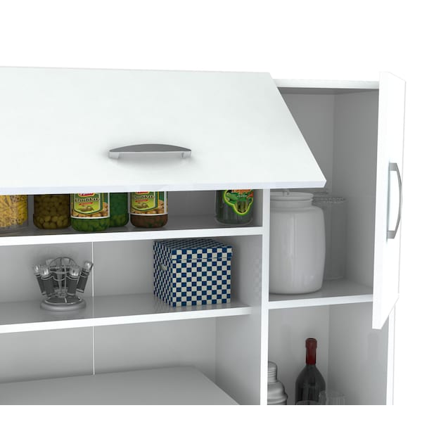 Kitchen/Microwave Storage Cabinet 35.04 in. W x 15.35 in. D x 66.14 in. H in white